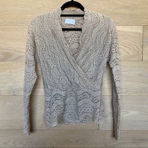 Hanky Panky Beige Lace Long Sleeve Top